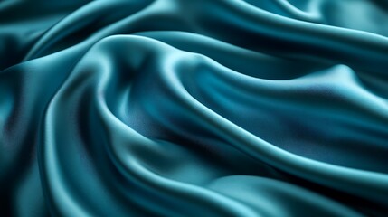 Obraz premium A silky texture in shades of deep teal and aqua, with intricate folds and highlights that create a sense of depth and tranquility,
