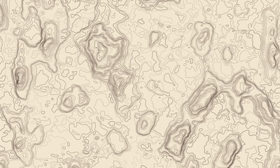Topographic map. Geographic contour map background with elevation lines. Detailed terrain visualization concept. Vector illustration of landscape elevations and natural relief.