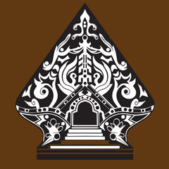 flower motif ornament wayang gunungan white pattern