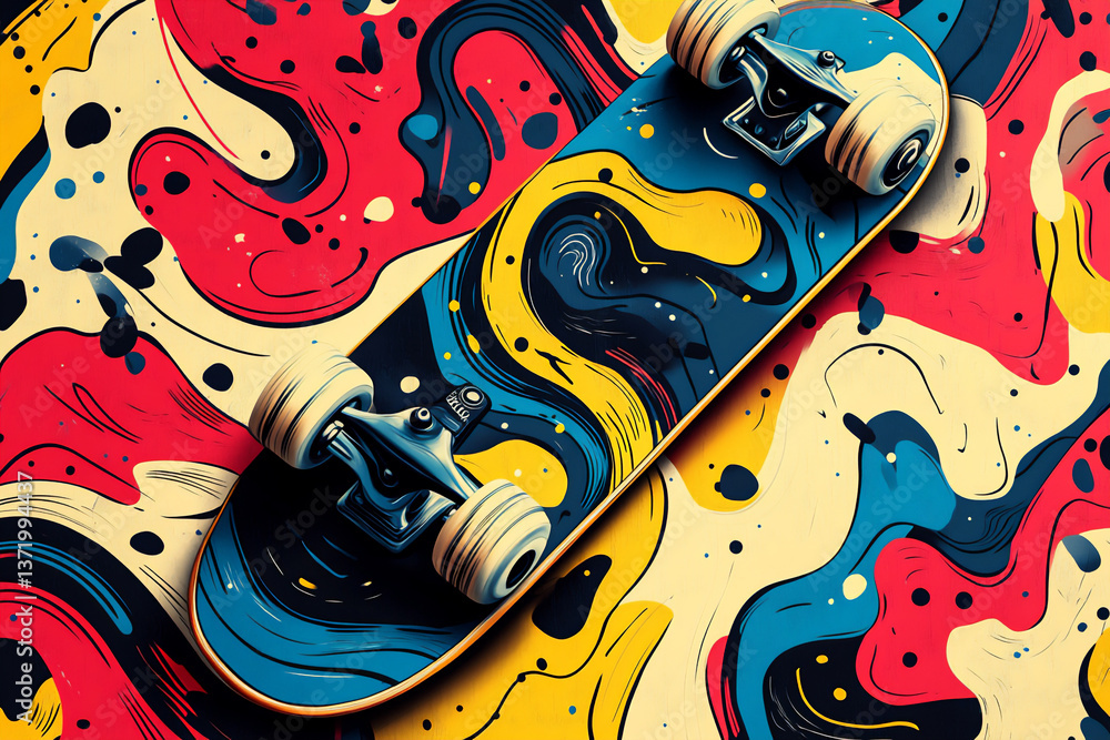 Poster skateboard pattern design: dynamic background design