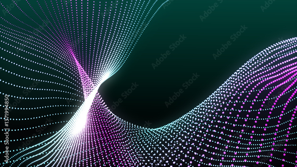 Poster abstract backgrounds with digital dot wave. looping background with futuristic motion graphics