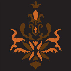 Vintage Deco Gold Plated Accent Subtle Pattern brown