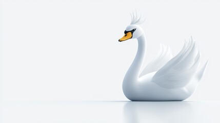 Fototapeta premium Magnificent white swan unfurls its wings on a serene lake, captivating display of natural beauty and grace