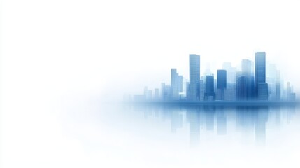 Fototapeta premium Stunning city skyline reflected in tranquil water, captivating urban nightscape