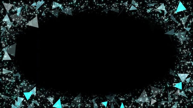 Winter Frame:title frame animation of sparkling ice and snow: a winter situation with ice reflections of triangles: Frozen. opening and ending for video editing.