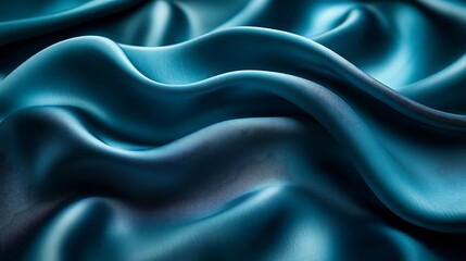 Obraz premium A silky texture in shades of deep teal and aqua, with intricate folds and highlights that create a sense of depth and tranquility,