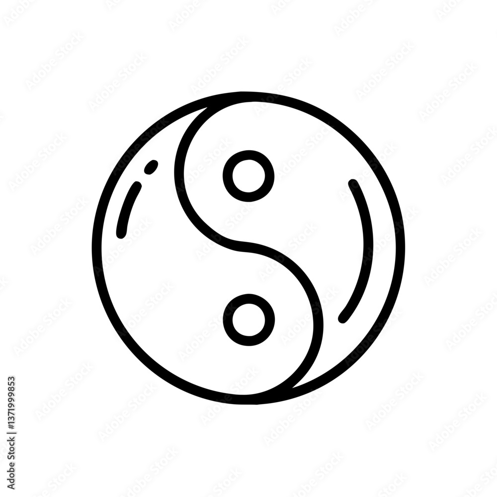 Poster yin yang symbol in minimalistic style on clear background