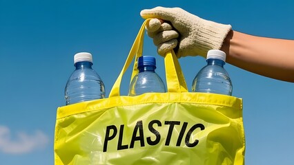 A shopping bag mockup set on a vibrant background, showcasing its design. resusable plastic 