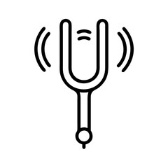 Tuning fork emitting sound waves on a plain background  