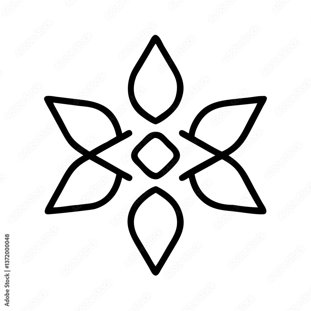 Poster abstract flower icon design with smooth lines and symmetry