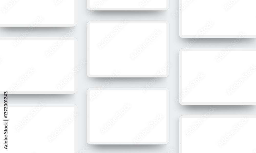 Fototapete Clay Tablet Computers With Blank Screens, Mockups For Apps Or Web Designs Showcase. Vector Illustration