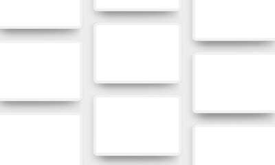 Clay Tablet Computers With Blank Screens, Mockups For Apps Or Web Designs Showcase. Vector Illustration