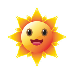 Cute Sun with Smile Vector PNG sticker
