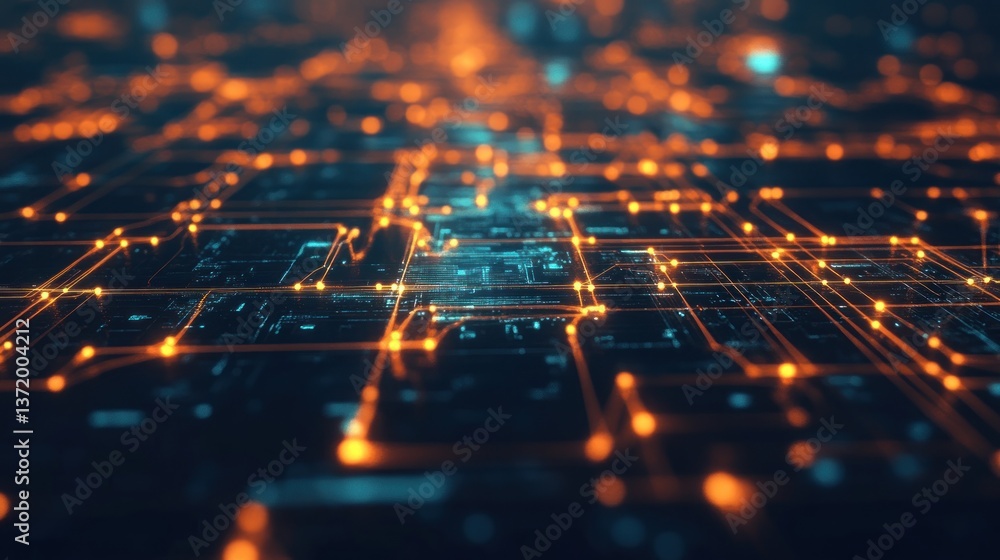Poster abstract digital network. complex interconnected circuit board. high-tech futuristic design