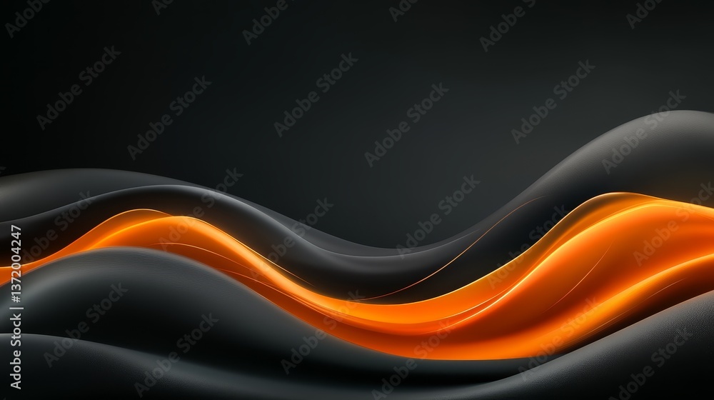 Poster abstract orange waves background, dynamic flowing lines design for modern visual projects