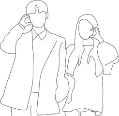 man and woman with hands forming love cheeks