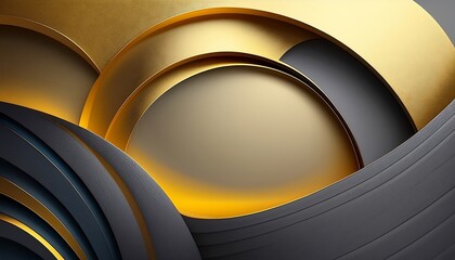 Paper layer circle gold and gray luxury abstract background. Curves and lines use for banner, cover, poster, wallpaper, design with space for text.