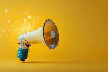 Light bulb representing ideas and megaphone symbolizing communication in advertising strategies