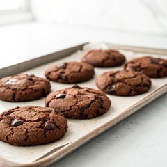 Fototapeta premium Freshly Baked Chocolate Cookies on Tray