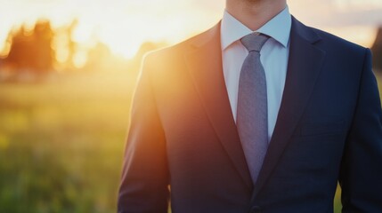 Man in suit outdoors at sunset