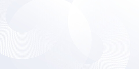 Modern white background with white circle lines. Digital future technology concept abstract