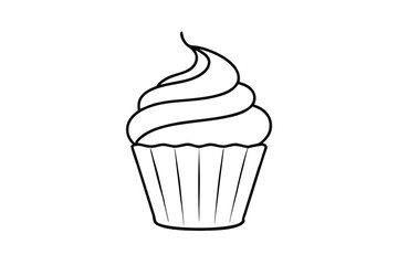 Delicious Swirled Cupcake, Bakery Treat, Sweet Dessert, Outline Icon