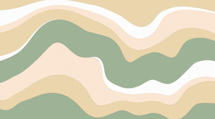 Abstract beige green wave pattern design background