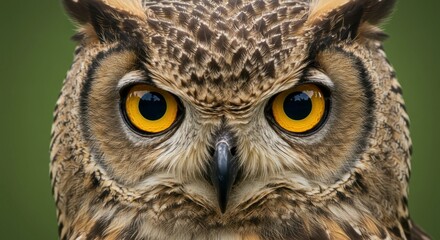Fototapeta premium Close-up owl face, intense gaze