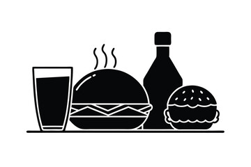 Fast Food Meal Burger, Drink, Sauce, Tray, Delicious