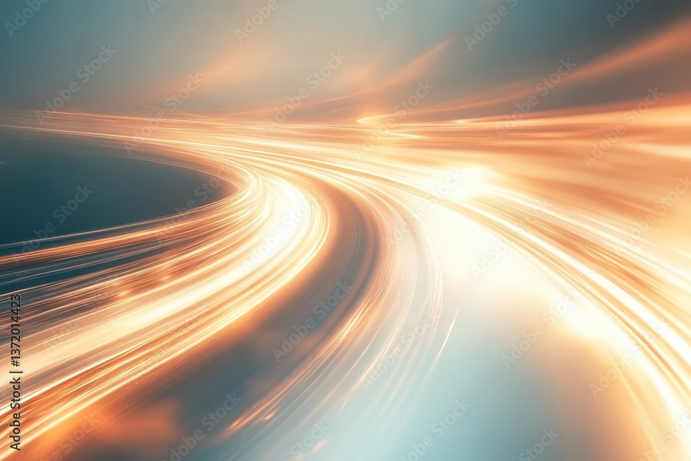 Poster streaks of light create a mesmerizing, dynamic pattern in an abstract landscape at dusk
