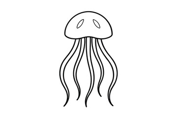 Simple Line Drawing of a Jellyfish Ocean Animal