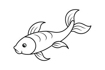 Cute Cartoon Fish Line Art Simple Aquatic Animal Drawing