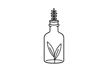 Glass Bottle Plant Sprout Nature Growth Line Art Minimalist Design
