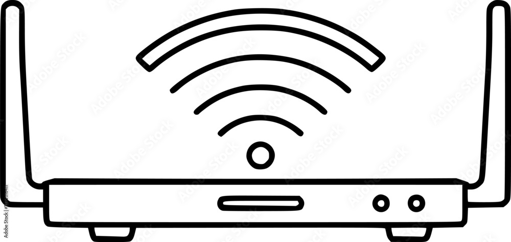 Poster outline of a wi-fi router minimal internet connectivity icon vector art.