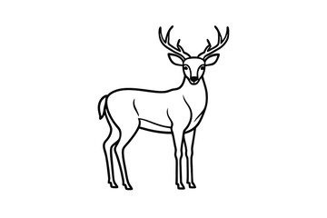 Elegant Line Art Deer Illustration Wildlife, Nature, Animal