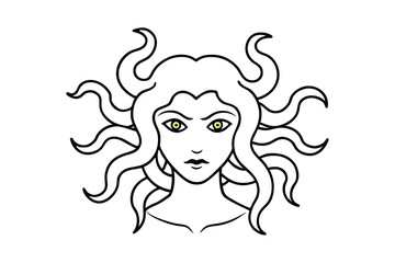 Medusa Gorgon Mythological Creature Greek Goddess Snakes Hair Yellow Eyes