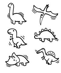 Draw set of dinosaurs 