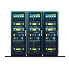 Three Modern Data Servers High-Performance Computing Illustration.