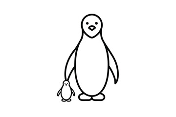 Adorable Penguin Parent and Child Antarctic Wildlife Illustration