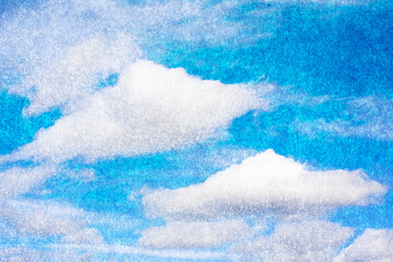 sky pattern on old paper texture with halftone vintage clouds