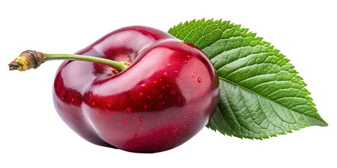 Sweet Simplicity Cherry with Leaf on White