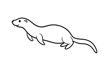 Cute Otter Cartoon, Line Art, Animal Illustration, Wildlife Drawing, Black and White, Happy Expressi