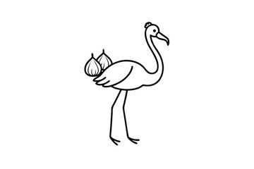 Flamingo Illustration Figs, Bird, Line Art, Simple Design, Vector Graphic