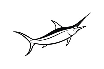 Black and White Sailfish Illustration, Aquatic Animal Design
