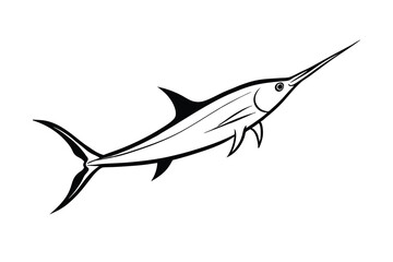 Elegant Black Sailfish Illustration Oceanic Predator, Marine Life