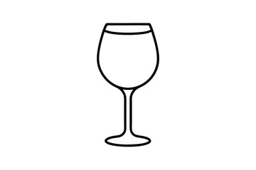Simple Line Drawing of a Wine Glass, Elegant Drinkware