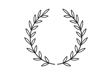 Elegant Black Outline Floral Wreath Botanical Frame Design