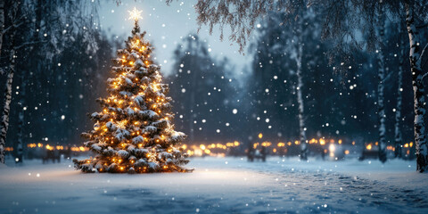 Naklejka premium A Beautifully Decorated Christmas Tree in a Cozy Living Room for Holiday, Festive, or Family Design Projects