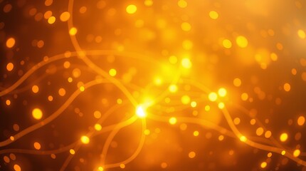 Obraz premium Golden Neural Network Visualization: Abstract Representation of Data Connections with Bright Nodes and Flowing Pathways