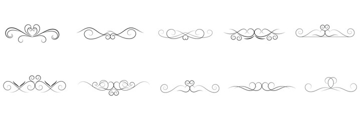 Obraz premium Calligraphy ornate frame elements. Vintage and filigree decoration. Ornate frames, scroll swirls element. divider vintage invitation. filigree&nbsp;scroll&nbsp;element&nbsp;.EPS&nbsp;10&nbsp;. 